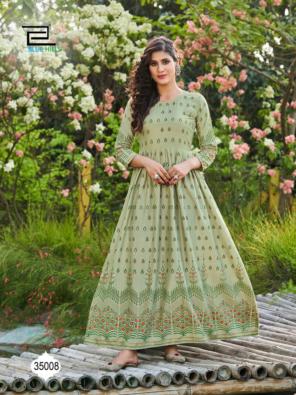 Blue Hills Walkway 35 New Ethnic Wear Printed Rayon Anarkali Kurti Collection